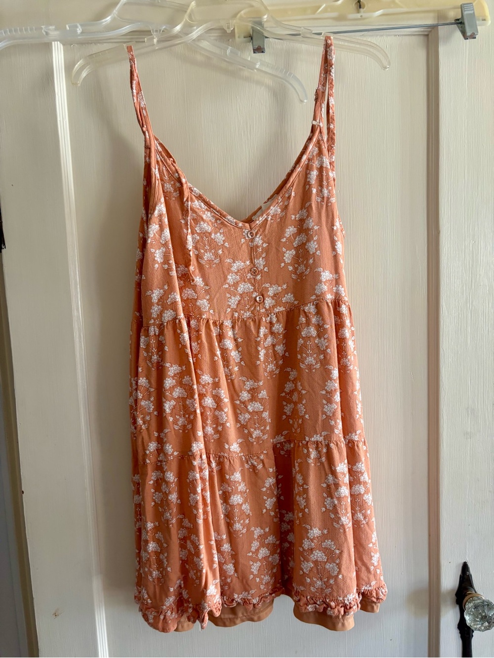 Floral Tiered Slip Dress - Peach Floral